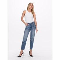 ONLY Højtaljede Destroyed Straight Fit Jeans Emily Light Blue